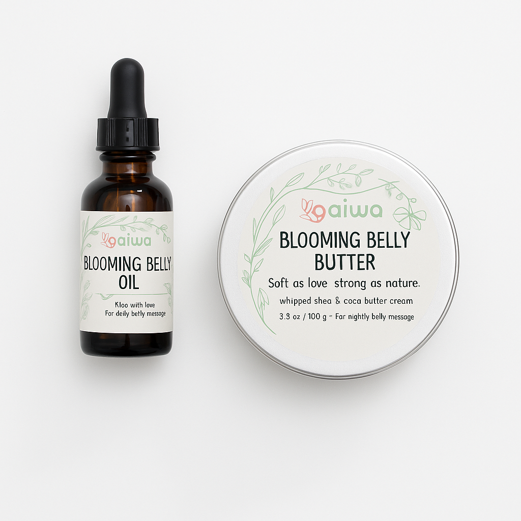 Pregnancy Belly Care Bundle | Blooming Belly Oil & Butter – Natural Prenatal Skincare Ritual